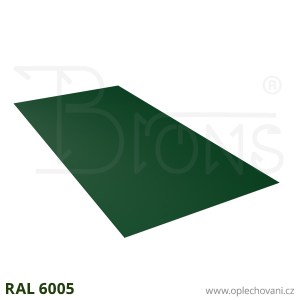 Rovinný plech pozinkovaný lakovaný 950 x 2000 mm | tmavě zelená RAL 6005