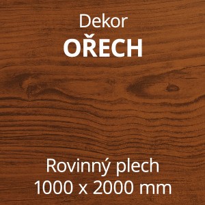 Rovinný plech pozinkovaný lakovaný 1000 x 2000 mm | dekor ořech