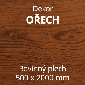 Rovinný plech pozinkovaný lakovaný 500 x 2000 mm | dekor ořech