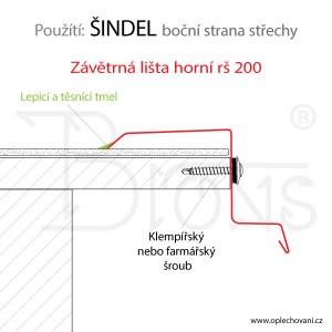 Závětrná lišta horní rš 200 hnědá - obr. 3