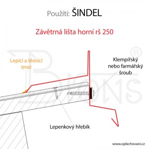 Závětrná lišta horní rš 250 červenohnědá - obr. 3