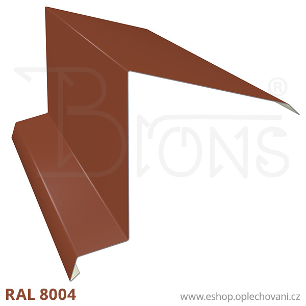 Závětrná lišta na pultovou střechu ZLPS333, cihlově červená RAL8004