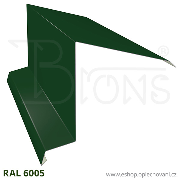 Závětrná lišta na pultovou střechu ZLPS333, tmavě zelená RAL 6005